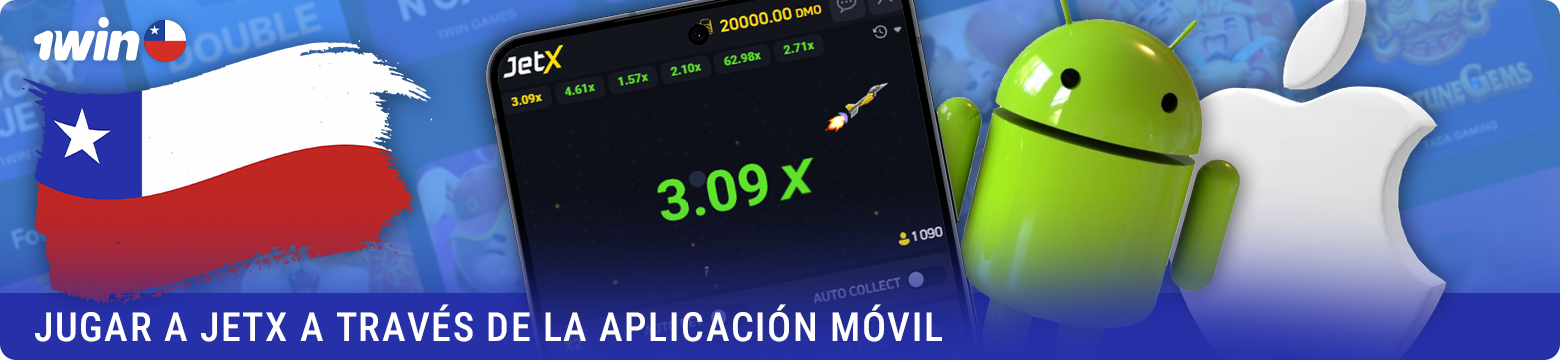 Uso de la app móvil para jugar a 1win JetX en Chile