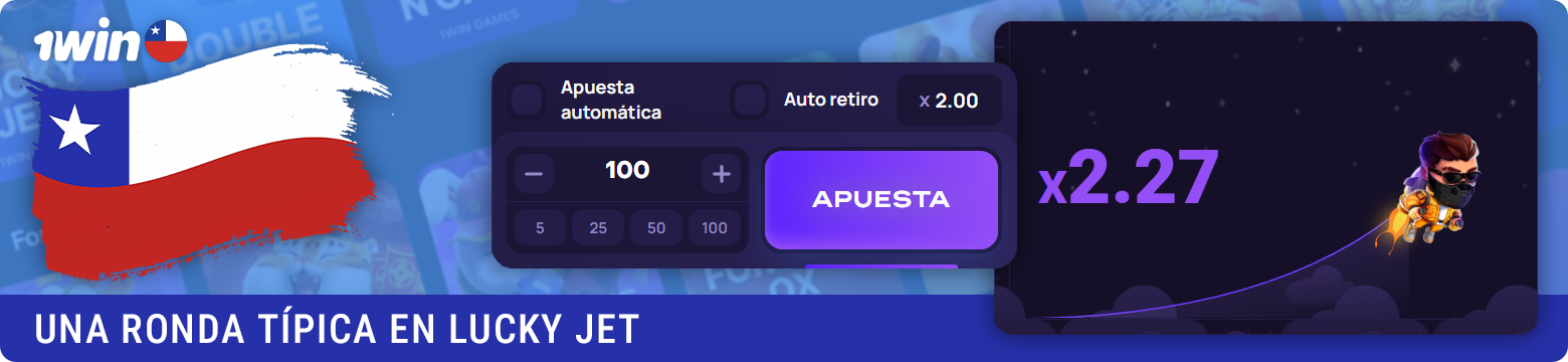 Etapas de una partida común en Lucky Jet 1win