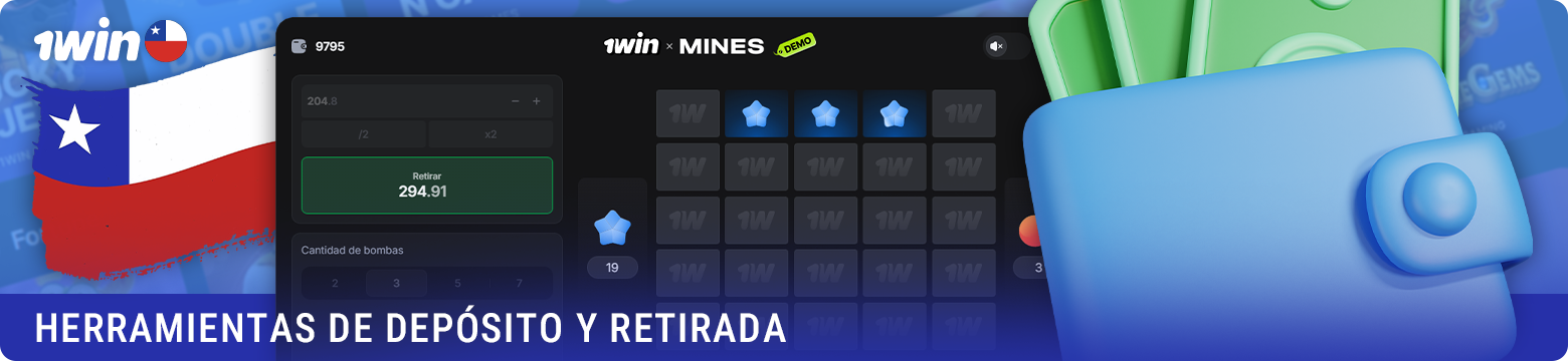 Opciones de pago y retiro de saldo en 1win Mines