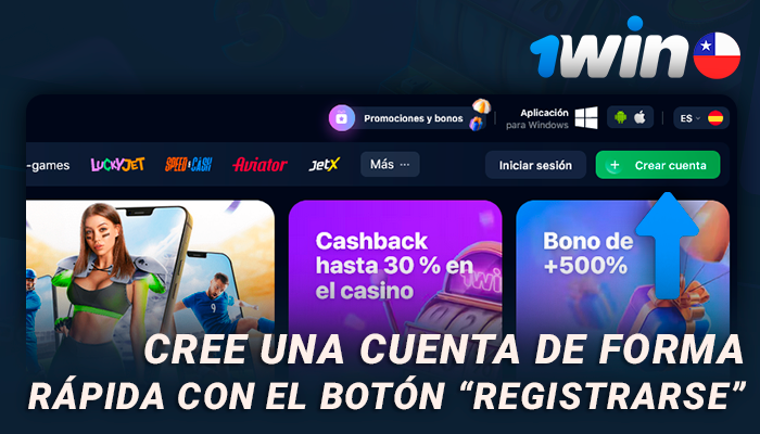 Regístrese en el sitio web de 1Win para obtener un depósito