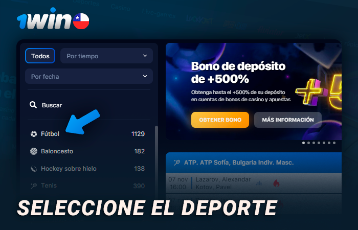 Elija un deporte para apostar en 1Win